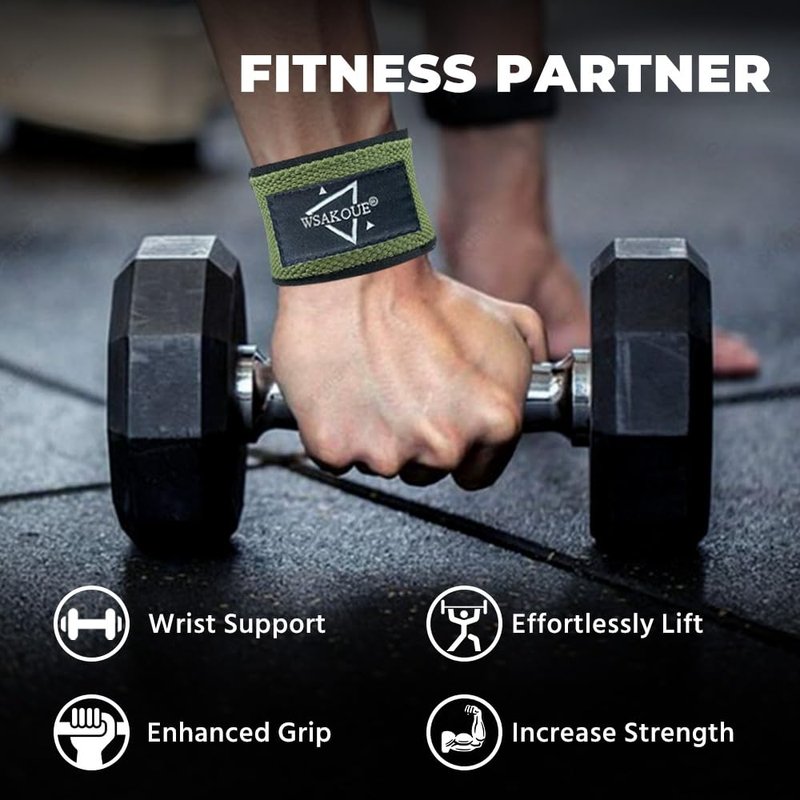 WSAKOUE Lifting Straps, Weightlifting Straps, Deadlift Straps with Padded Neoprene for Power Lifting, Bodybuilding, Gym Workout, Strength Training & Fitness Workout, Resistance - Green