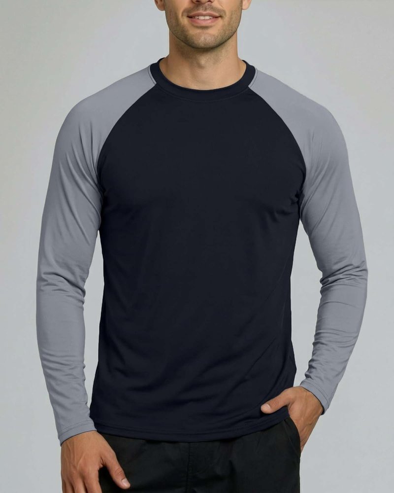 Real Essentials Men's Long Sleeve Rash Guard Shirt - UPF 50+ UV Sun Protection | Quick Dry, Big & Tall