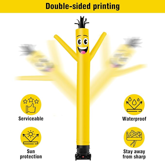 10FT Tall Inflatable Tube Man Wacky Wavy Dancing Guy with 3/4 HP Weather-Resistant Blower (12''Diameter) for Outdoor Decoration Advertising Business Promotion - Gold