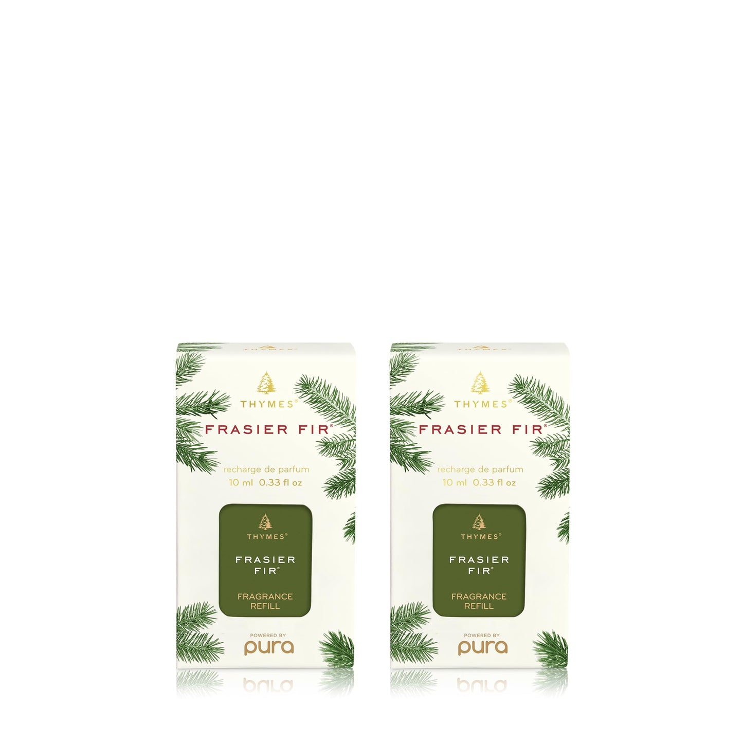 Thymes Pura Refills – 2 Pack of Oil Diffuser Scents – Long-Lasting Pura Diffuser Refills – Premium Home Fragrance – Notes Siberian Fir Needles, Cedarwood & Sandalwood (Frasier Fir, Pack of 2)