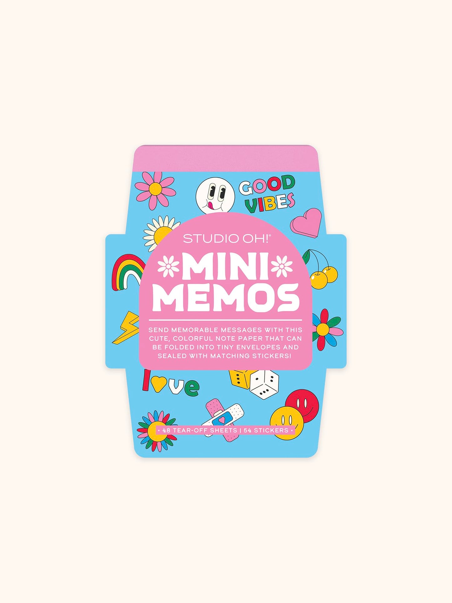 Studio Oh! Retro Vibes Mini Memos with Stickers - Cute Stationery Note Pads & Message Pads with 48 Tear-Off Sheets & 54 Sticker Seals - Notepads for To Do Lists, Love Notes & More - 4.25 x 5.5 In