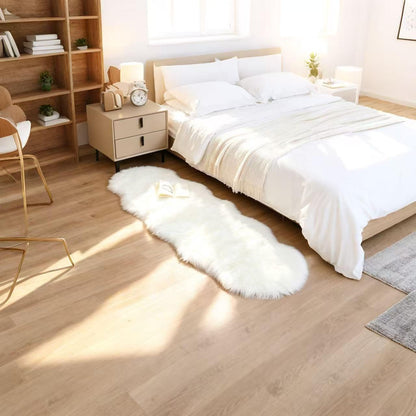CKLZSAY Faux Fur Rug Runner 2x6 ft White - Machine Washable Super Soft Plush Shaggy Fluffy Area Carpet,Sheepskin Rug Fuzzy Floor Mat for Bedroom, Sofa,Living Room, Bedside, Nursery & Kids Room