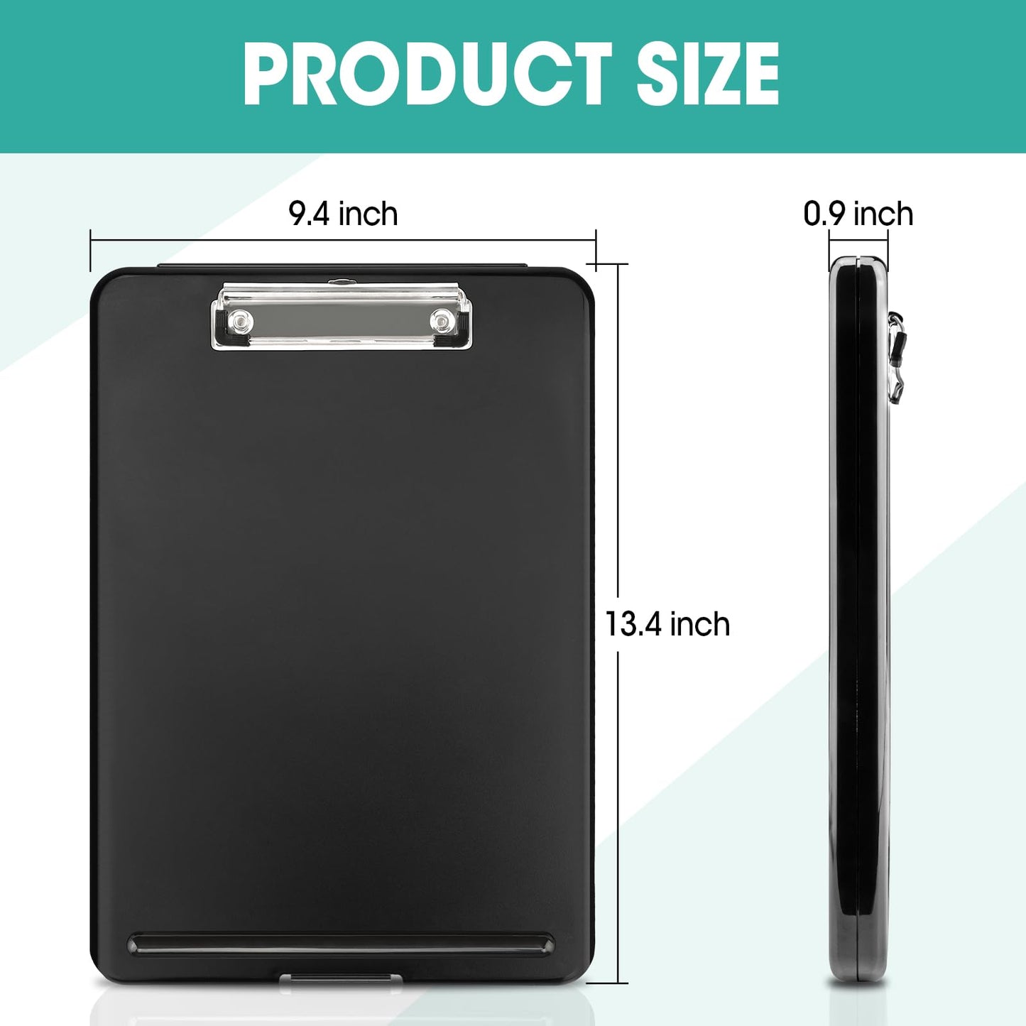 7 Pack Clipboard with Storage, High Capacity Storage Clipboard 8.5 x 11 with Pen Holder, Letter / A4 Size, Inner Plastic Folder Attached for Teacher Office Home, Size 13.4 x 9.4 x 0.9 in, Black