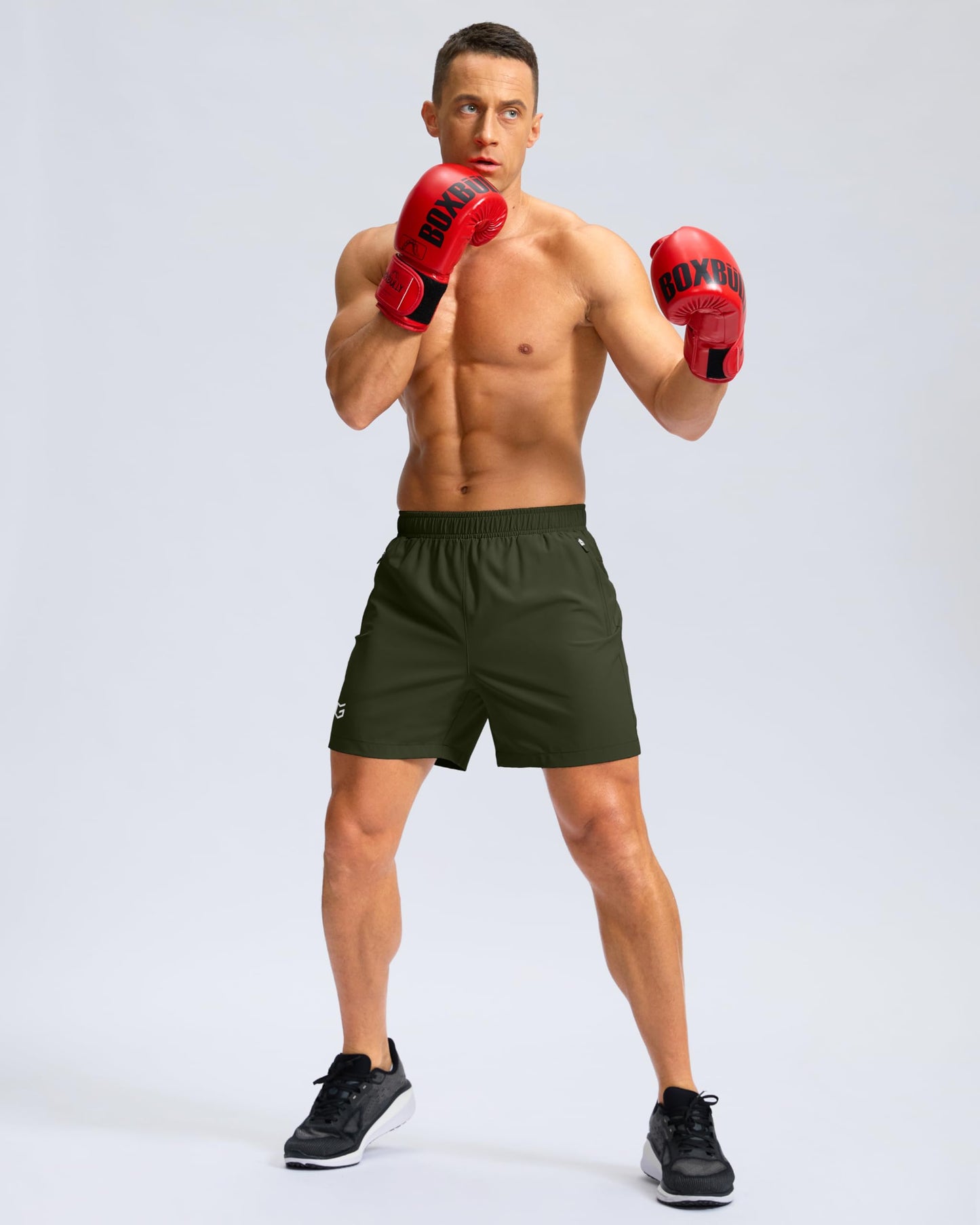 G Gradual Men's Athletic Running Shorts with Zipper Pockets Quick Dry 7"/ 5"/ 9" Workout Gym Shorts for Basketball Hiking(Olive,5XXXL)