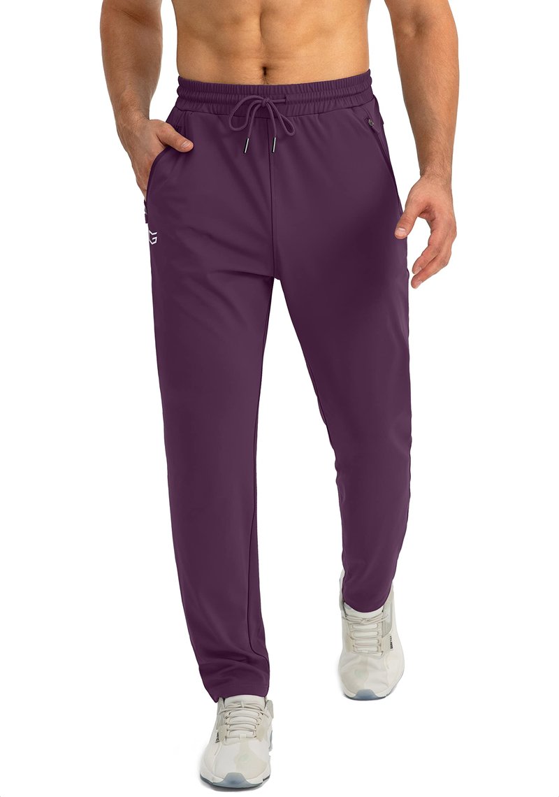 G Gradual Men's Sweatpants with Zipper Pockets Tapered Joggers for Men Athletic Pants for Workout, Jogging, Running (Wine Red, X-Large)