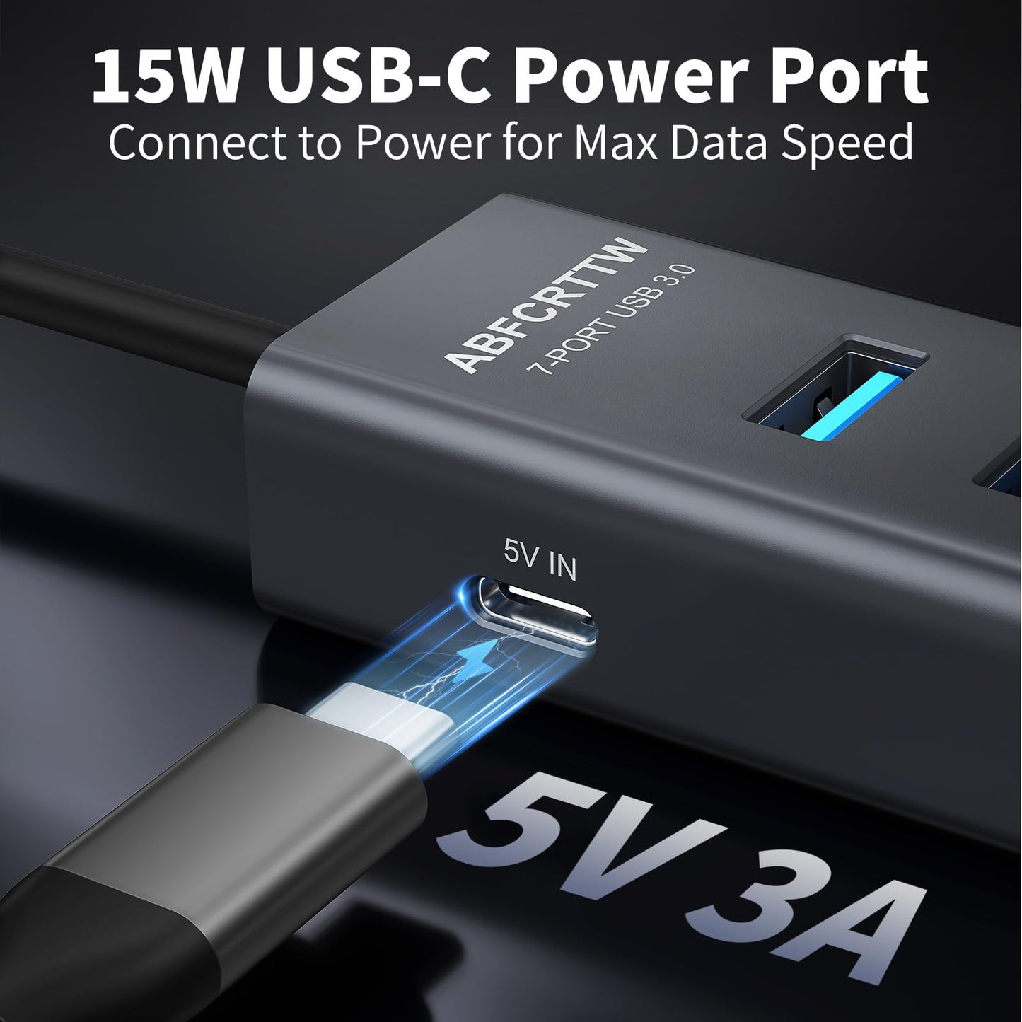 4Ft 7-Port USB Hub 3.0 for Desktop, 4 USB-A & 3 USB-C Ports Aluminium 5Gbps USB Extender Hub, USB Splitter, USB Hub Long Cable for Desktop, PC, Flash Drive, Mobile HDD SSD, Windows/XPS