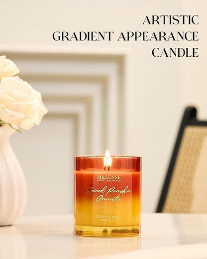 M&SENSE Spiced Pumpkin Fall Scented Candles Natural Soy Wax Non Toxic, 10.6oz 60 Hours Long Lasting Slow Burning Fall Scent Candle for Halloween Thanksgiving Holiday