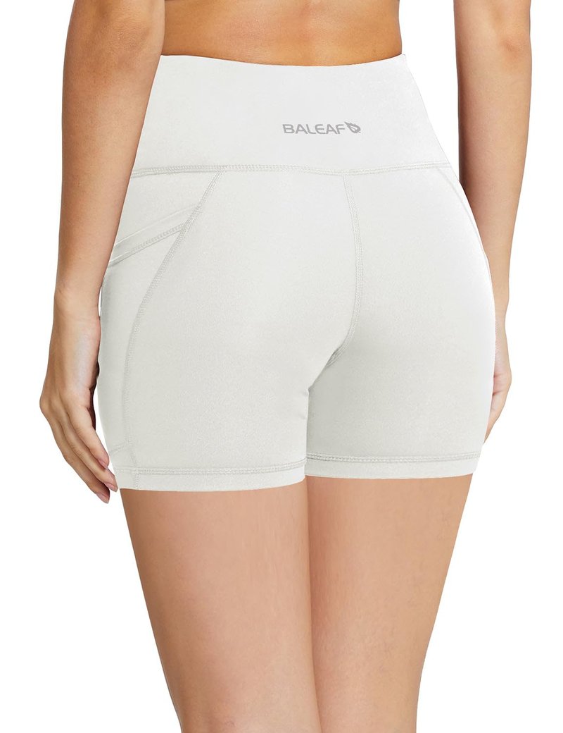 baleaf Biker Shorts Women Yoga Gym Workout Spandex Running Volleyball Tummy Control Compression with Pockets 5" 2-Pack Black/White XXL