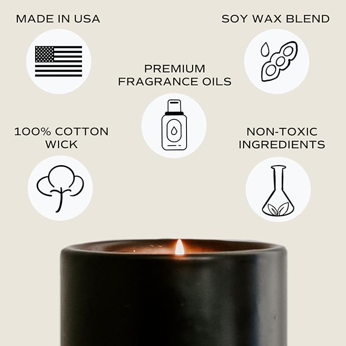 Sweet Water Decor Christmas Tree Soy Candle | Spruce, Pine Needles, Evergreen, Spearmint, Cinnamon and Cypress Scented Candles for Home | 12oz Black Stoneware Jar, 60+ Hour Burn Time, Made in The USA