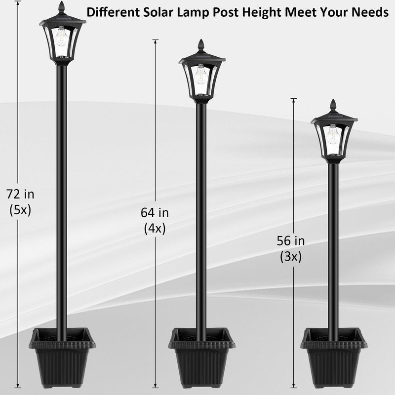 Derynome 72" Solar Outdoor Light with Planter,Waterproof Solar Post Lamp Ligts, Garden Lights for Backyard, Pathway, Patio,Lawn, Driveway Decor