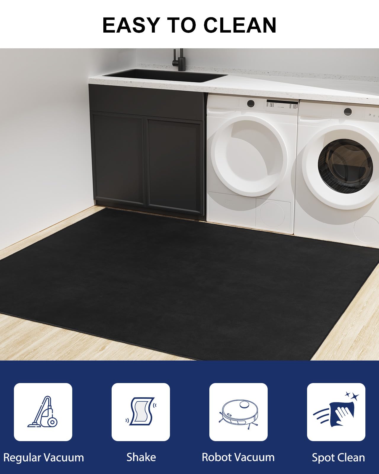 SALLOUS Chair Mat for Hard Floors, 51"x63" Washable Chair Mat Under Desk, Smooth Rolling Desk Chair Mat, Anti Slip Hard Floor Protector, Noise Reducing Desk Rug for Home Office Chair (Black)