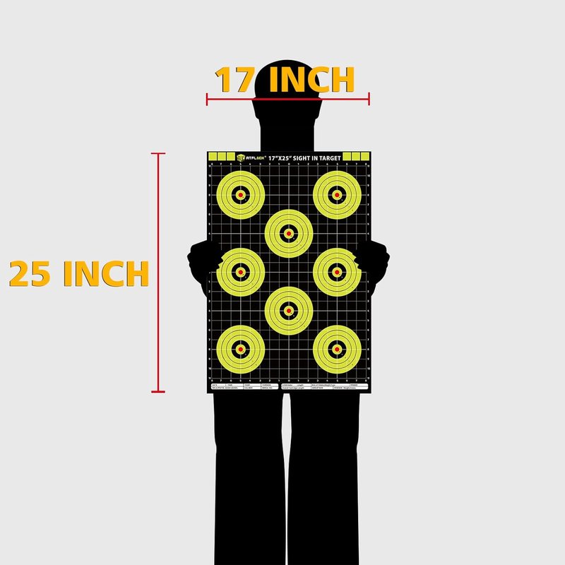 High-Visibility Bullseye Shooting Targets - 17x25 Inch Paper Targets for Handgun, Rifle, Airgun | Perfect for Shooting Range