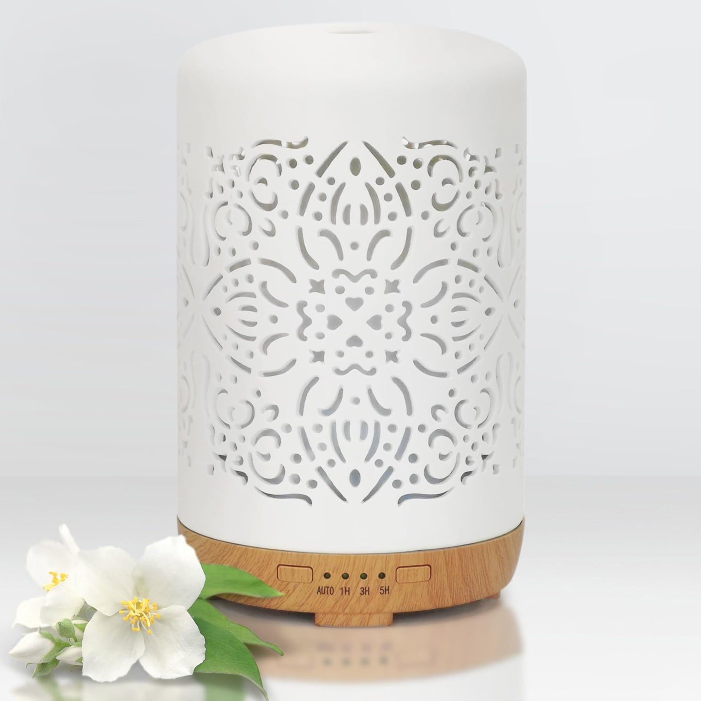 Earnest Living Essential Oil Diffuser White Ceramic Diffuser 100 ml Timers Night Lights and Auto Off Function Home Office Humidifier Aromatherapy Diffusers for Essential Oils