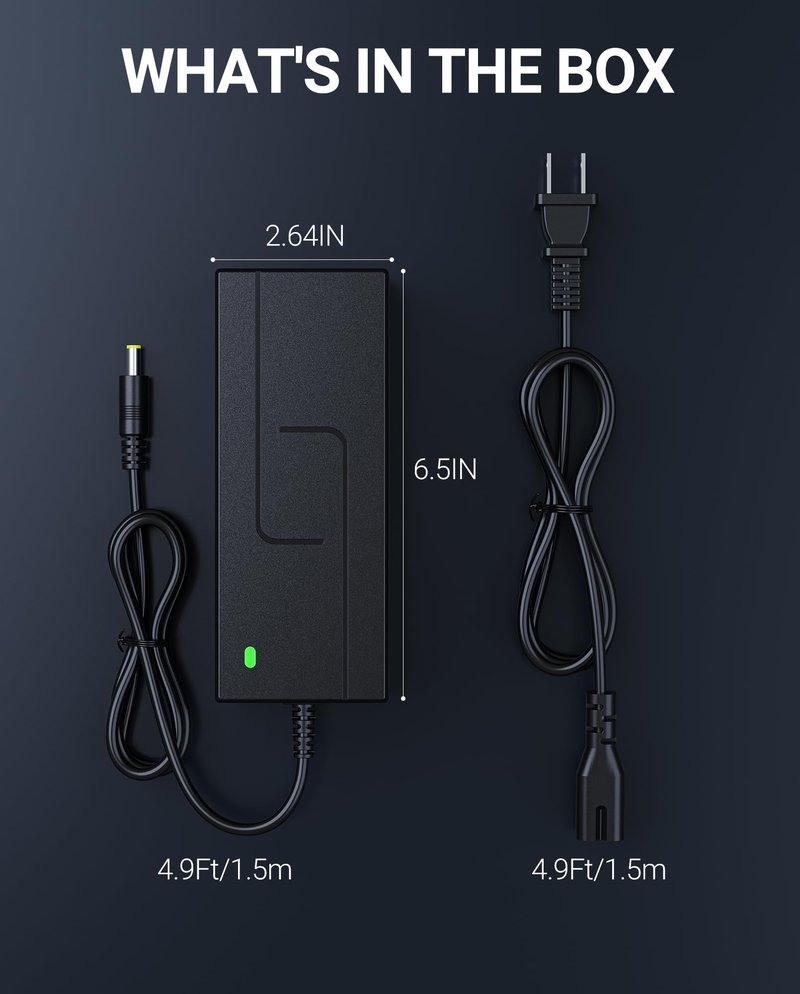 SAYSOLAK 42V 2A Electric Scooter Charger for Hover-1 Journey Alpha Highlander Dynamo Gambit Helios Alpha Cargo Escape Formula Jive Scooters, 9.8Ft Power Adapter Replacement Fit for 36V Li-Ion Battery