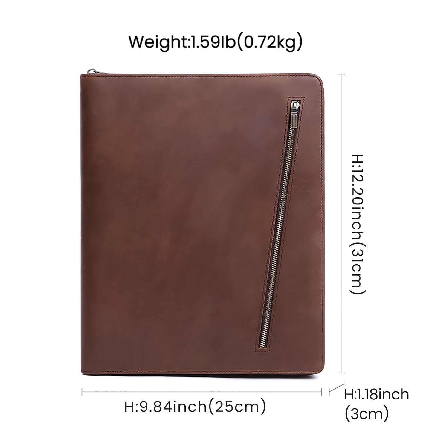 Crazy Horse Leather Portfolio Binder with 3-Zipper, Executive Padfolio Business Organizer & Resume Portfolio with iPad Holder, Legal Pad Portfolio for Men, Meetings, Interviews & Business Travel