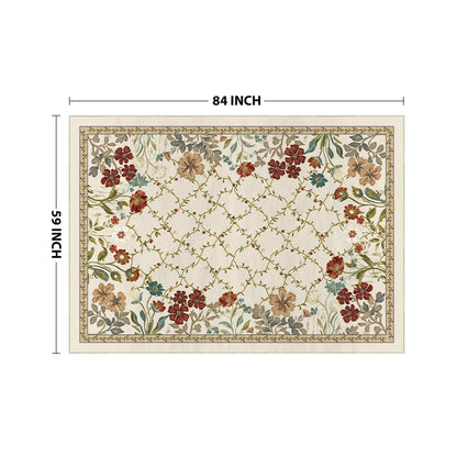 Artoid Mode Rustic Check Flower Spring Area Rug, Summer Home Decor Low-Profile Non-Slip Washable Large Rug for Living Room Bedroom Farmhouse Dining Room Kids Playroom 5x7 Feet