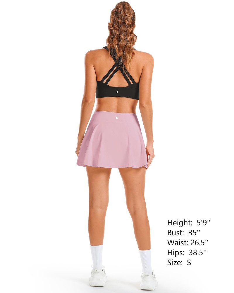 Stelle Women Tennis Golf Skirts High Waisted with Inner Shorts for Athletic Workout Sports Skorts Running Pickleball (PK,XL) Pink