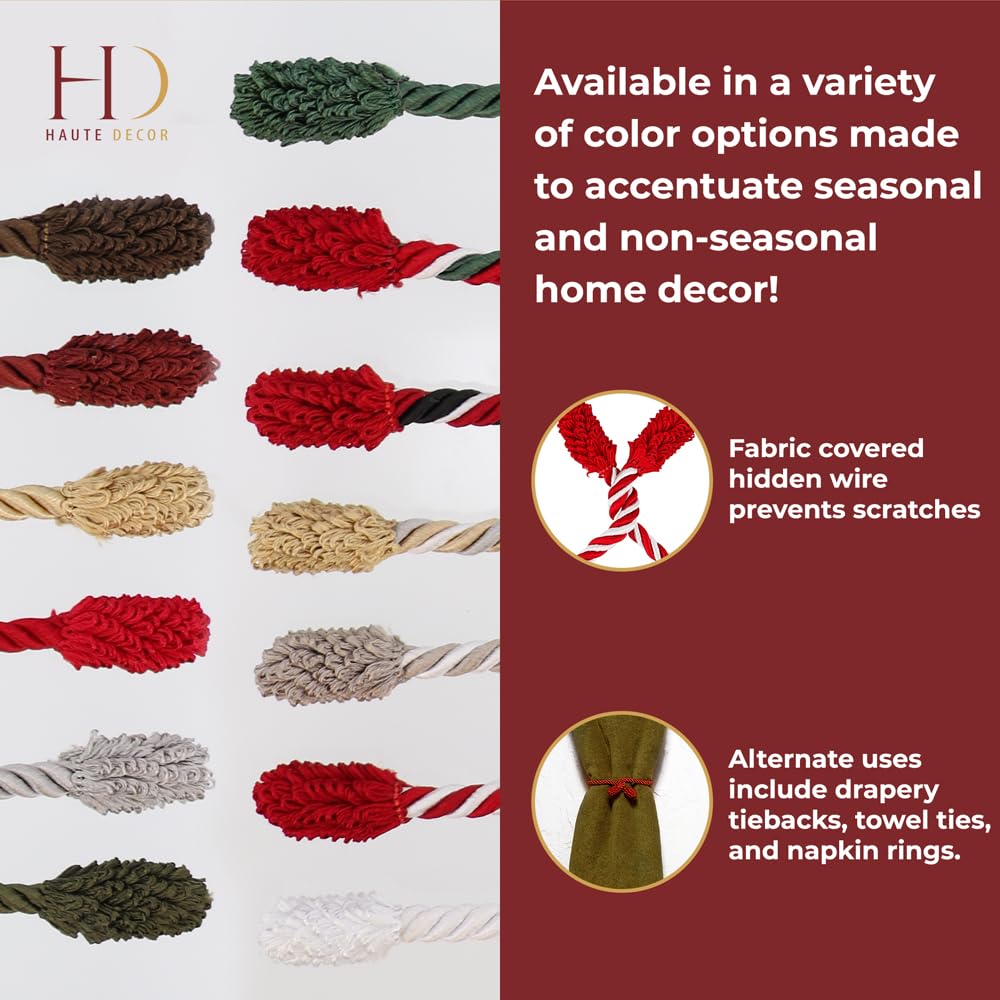 Haute Decor Decorative Twist Ties, 6 Pack, 20 inches (Red)