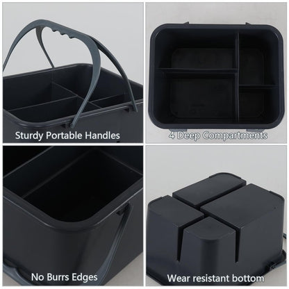Zerdyne Plastic Cleaning Caddy with Handle, Plastic Cleaning Tote for Cleaning Supplies, Small Classroom Caddy, Gray