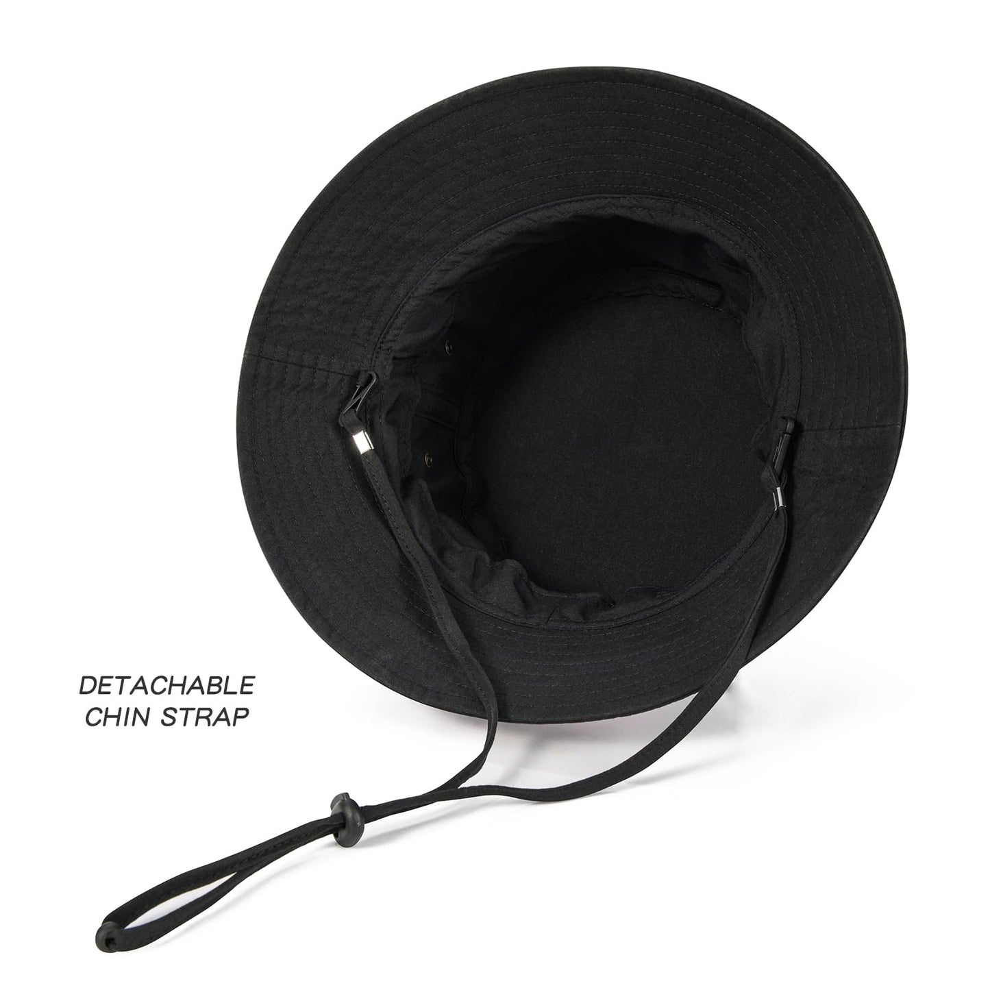 BOTVELA Men Cotton Bucket Hats Foldable Outdoor Sun Hat Unisex Flat Top Caps (Black, 7 3/4)