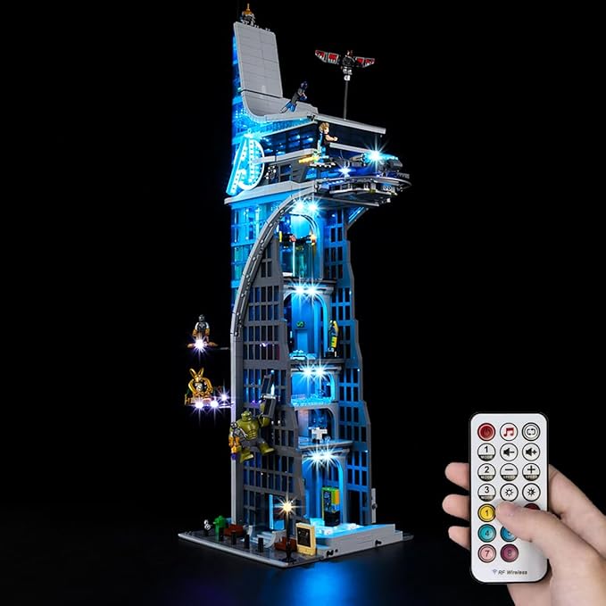 Kyglaring LED Lighting Kit for Lego 76269 Marvel Avenger Tower Building Set (No Model) Lights Set Compatible with Marvel Lego 76269 - Without Building Set(Remote Version)