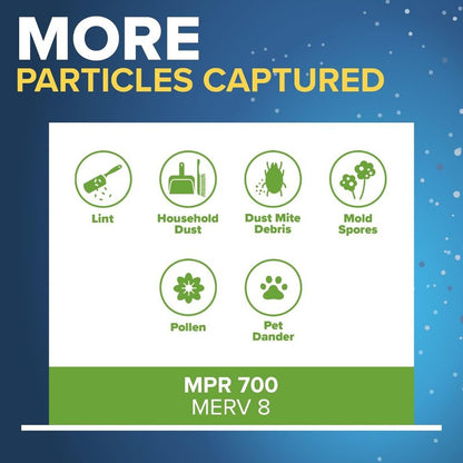 Filtrete 13.5x13.5x1 AC Furnace Air Filter, MERV 8, MPR 700, Tough on Pollen, Easy on Airflow, 3-Month Pleated 1-Inch Electrostatic Air Cleaning Filter, 4-Pack (Actual Size 13.19 x 13.19 x 0.81 in)