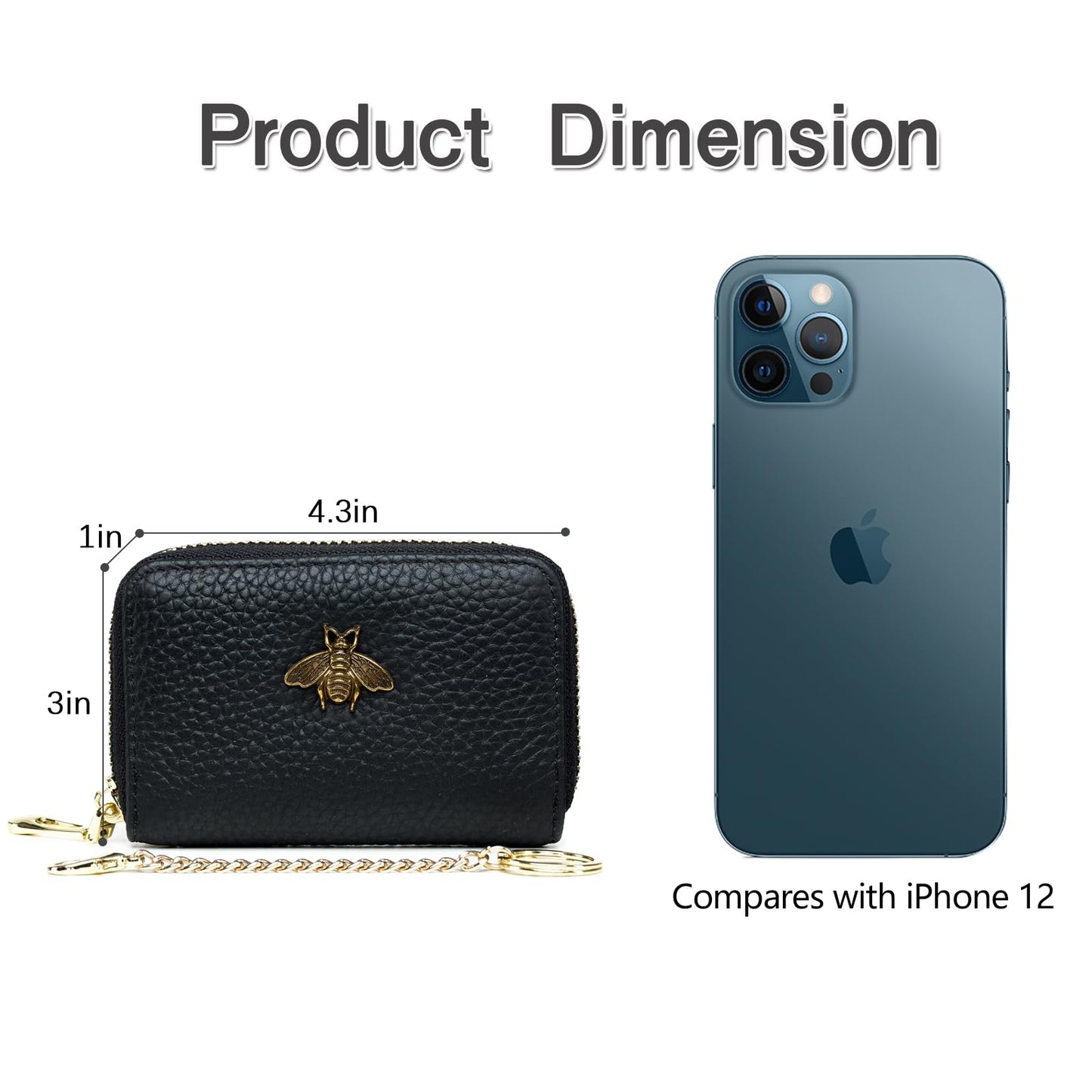 imeetu RFID Credit Card Holder, Small Leather Zipper Card Case Wallet with Keychain and ID Window for Women (Pro,Peacock Blue)
