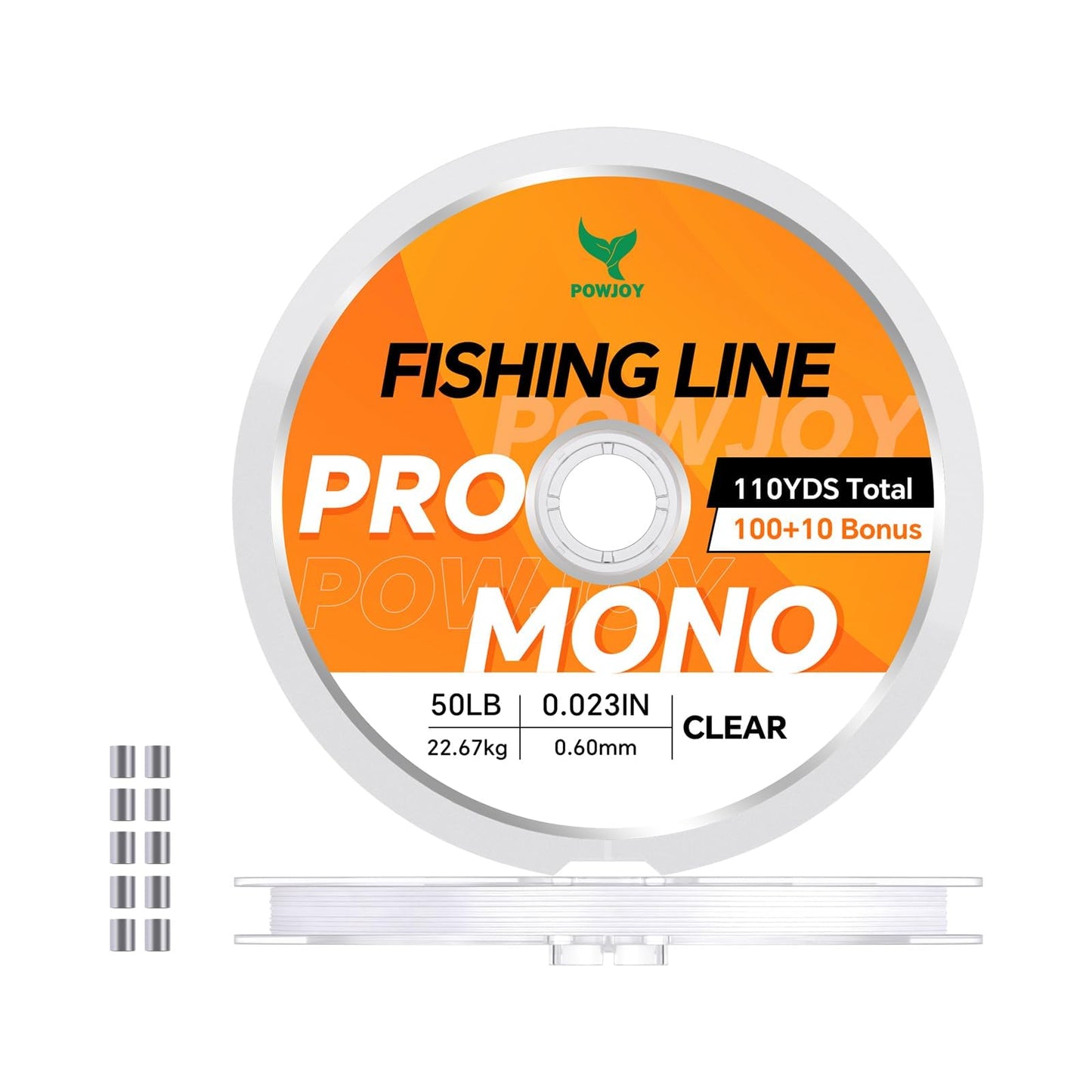 POWJOY 50lb Clear Monofilament Fishing Line & Craft String - 110 Yards Invisible Nylon with Knot Guide, Perfect for Fishing, Balloon Garlands, Hanging Decorations & DIY Projects
