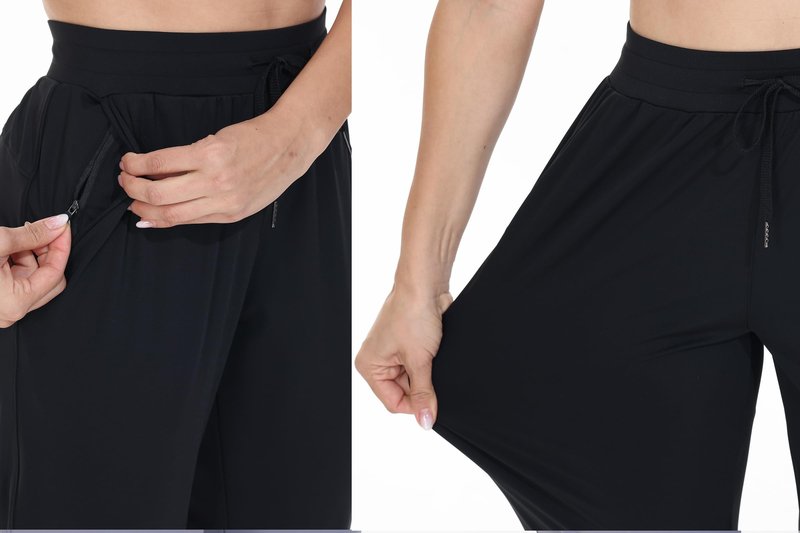 Athletic Joggers for Women with pockets Workout Running Track Pants Work Golf Gym Active Sport Sweatpants Tall Cropped Lightweight Lounge Casual Travel Jogger Outfits Trendy Clothes 29" Black L