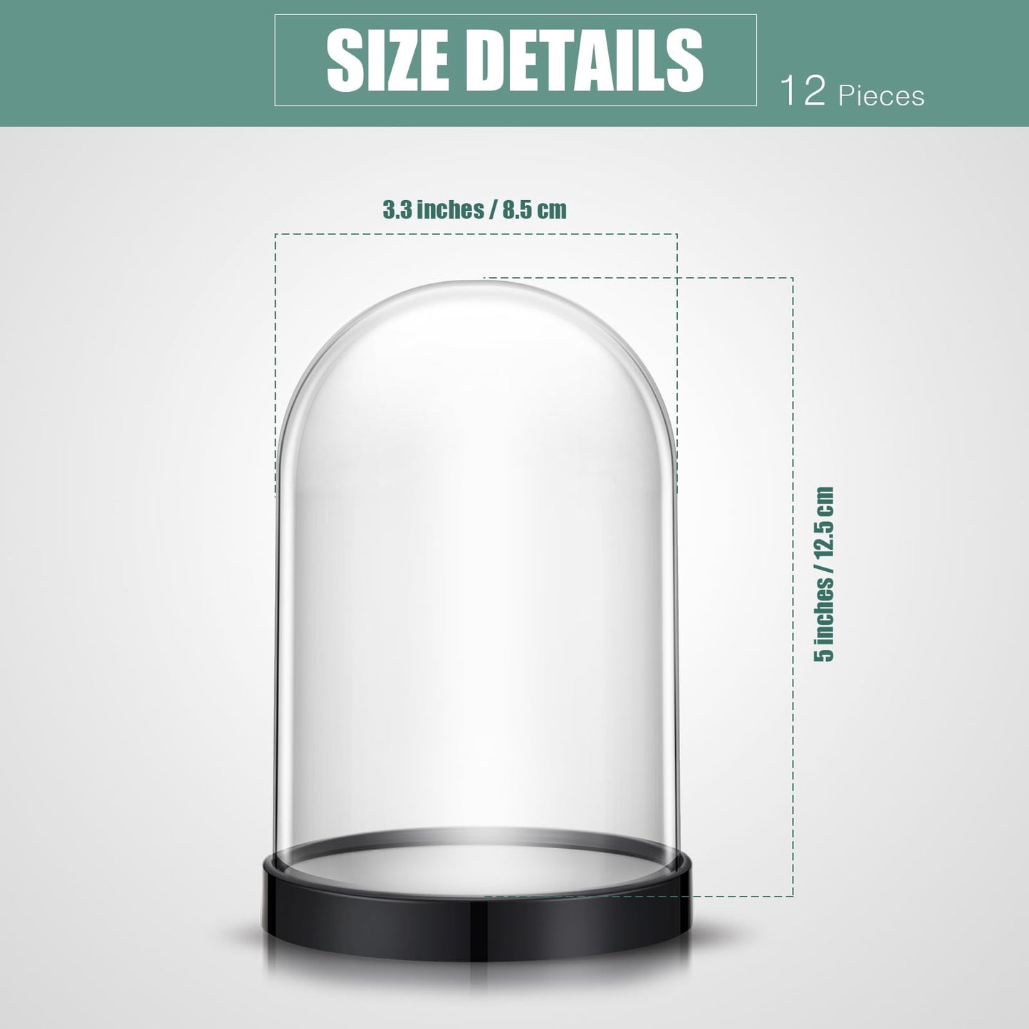 Zhengmy Plastic Dome Display Case Cloche Bell Jar with Base Clear for Collectibles Rose Office Home Tabletop Centerpiece Decoration(2 Pieces)