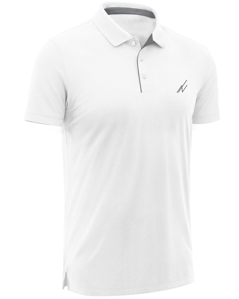 NY Threads Men's Golf Polo Shirt UPF 70+ Regular Fit Moisture Wicking Quick Dry Performance Short Sleeves Polo, Large, White