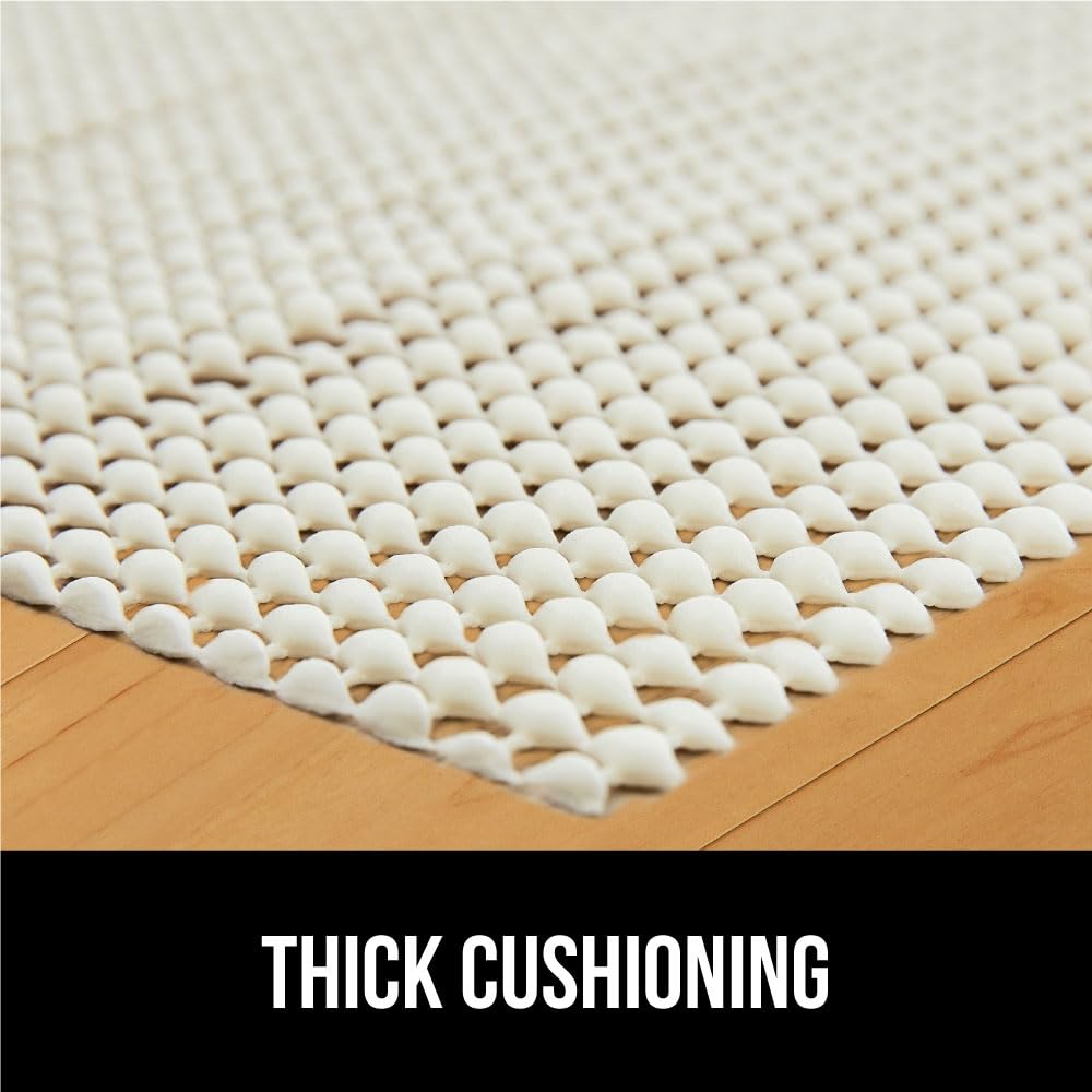 GORILLA GRIP® Strong Rug Pad Gripper, 4x6 FT, US Designed, Grips Help Keep Area Rugs Safe and in Place, Slip and Skid Resistant Pads for Hard Floors, Under Carpet Mat Cushion and Hardwood Protection