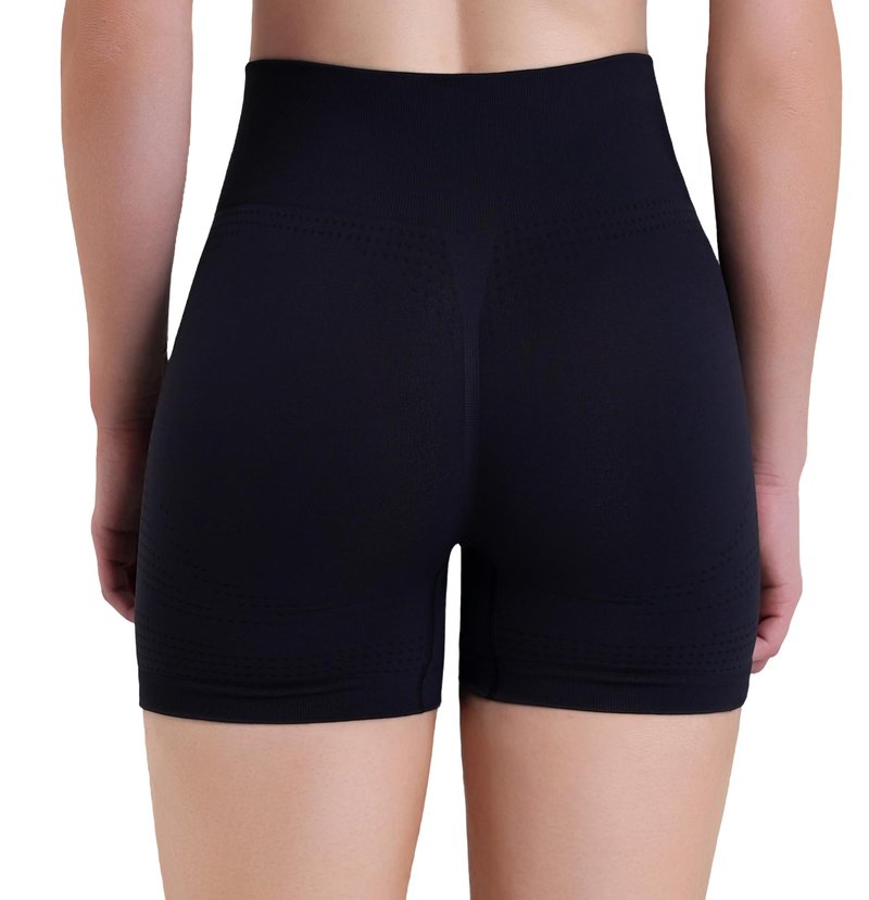 Sunzel Women's Hidden Scrunch Butt Lifting Biker Shorts with Tummy Control - High Waisted Mesh Breathable 4”Yoga Shorts for Workout, Gym, Running & Lounge,Black,Large