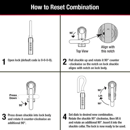 Master Lock Padlock, Set Your Own Combination TSA Accepted Luggage Lock, 1-5/16 in. Wide, Black, 4 pk, 4696EC4