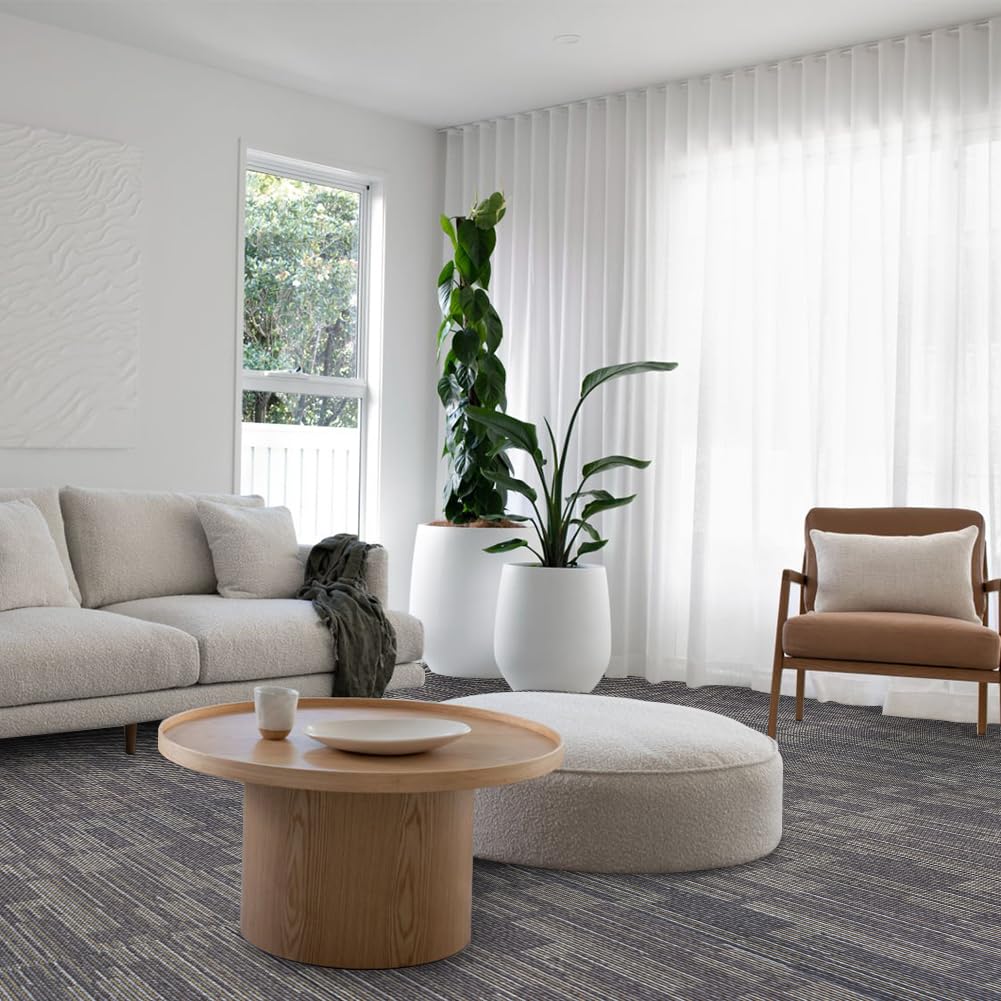 SHNOSU Carpet Floor Tiles 24” x 24” Commercial Carpet Squares 18 Pcs Non-Slip Office Soft Tiles DIY Installation for Living Room Bedroom Study Hotel, Brown