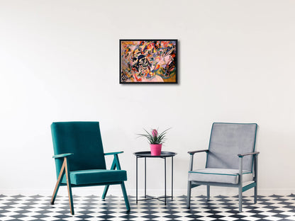Wieco Art Framed Canvas Wall Art Composition VII, 1913 by Wassily Kandinsky Classic Abstract Famous Paintings Reproductions Canvas Wall Art for Home Decoration