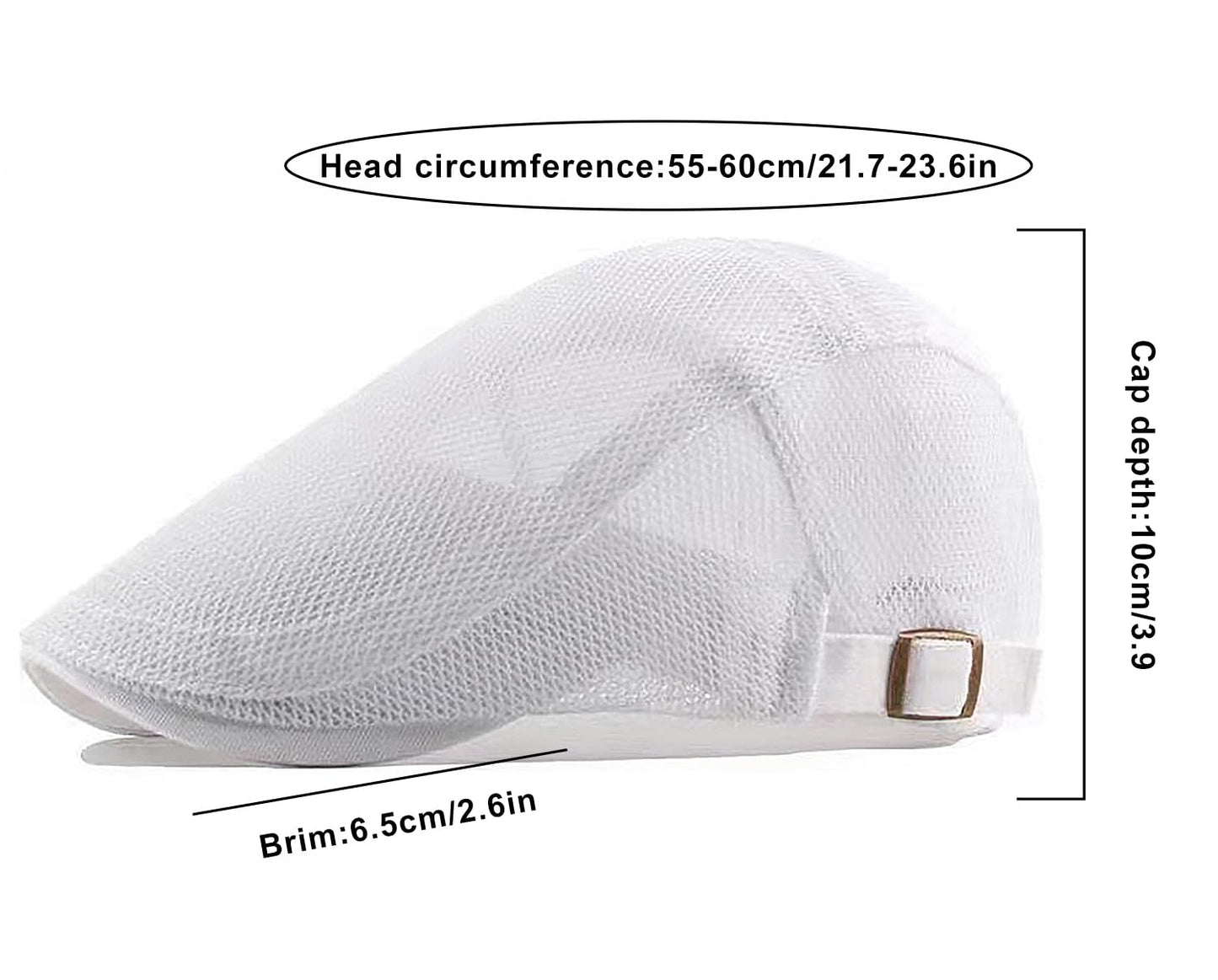 Taidor Men's Mesh Cap Breathable Summer Newsboy Hat Adjustable Beret Ivy Cap Irish Cabbie Driving Hunting Hats White