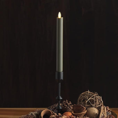 Luminara - Flameless Battery Operated Taper Candle - Stone Grey - Pack of 1-1x9.5 - LED Flickering Flame - Realistic Safe for Home Kids and Pets