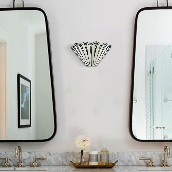 Tiffany Style Wall Sconce 12.2-Inch Stained Glass Wall Light Fixture, Mission Tiffany Sconces Wall Lighting 1-Light Stained Glass Wall Sconce Decor for Bedroom Hallway Stairway Bathroom Home