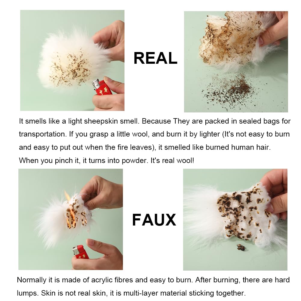Real Sheep Skin Rug with Little Patches-Genuine Fuzzy Sheepskin Carpet for Bedroom Floor Living Room Sofa Luxury Fur Wool Pad (Light Brown, 2FT×6FT Patchwork)