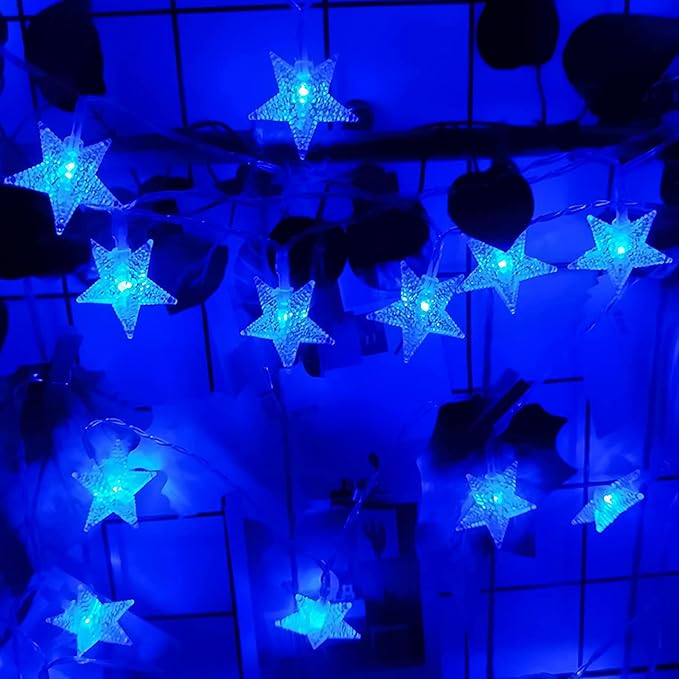 ITICdecor Star Lights Star String Lights 15 FT 30 LED Fairy Light Battery Operated Indoor&Outdoor Twinkle Christmas Lighting Bedroom Decor for Xmas Tree(Blue)