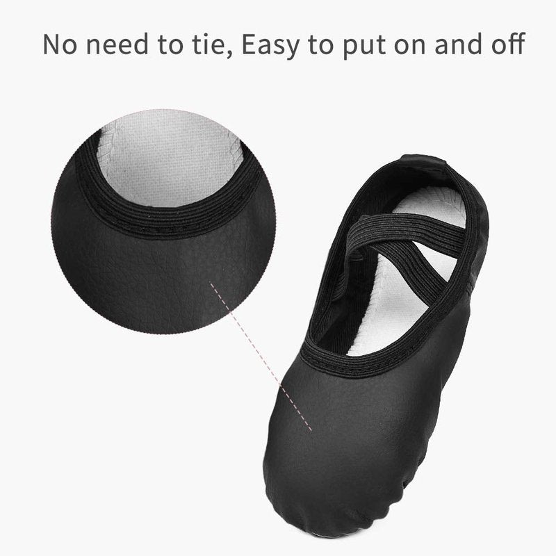 Stelle Ballet Shoes for Girls Boys Close-Fit PU Professional Dance Slippers for Toddler/Little Kid/Big Kid(Black,9MT)