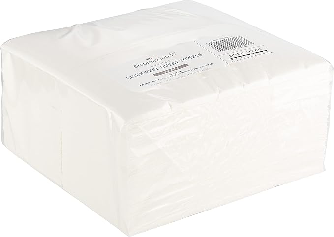 100-Pack BloominGoods Disposable Bathroom Napkins | Linen-Feel Guest Towels |