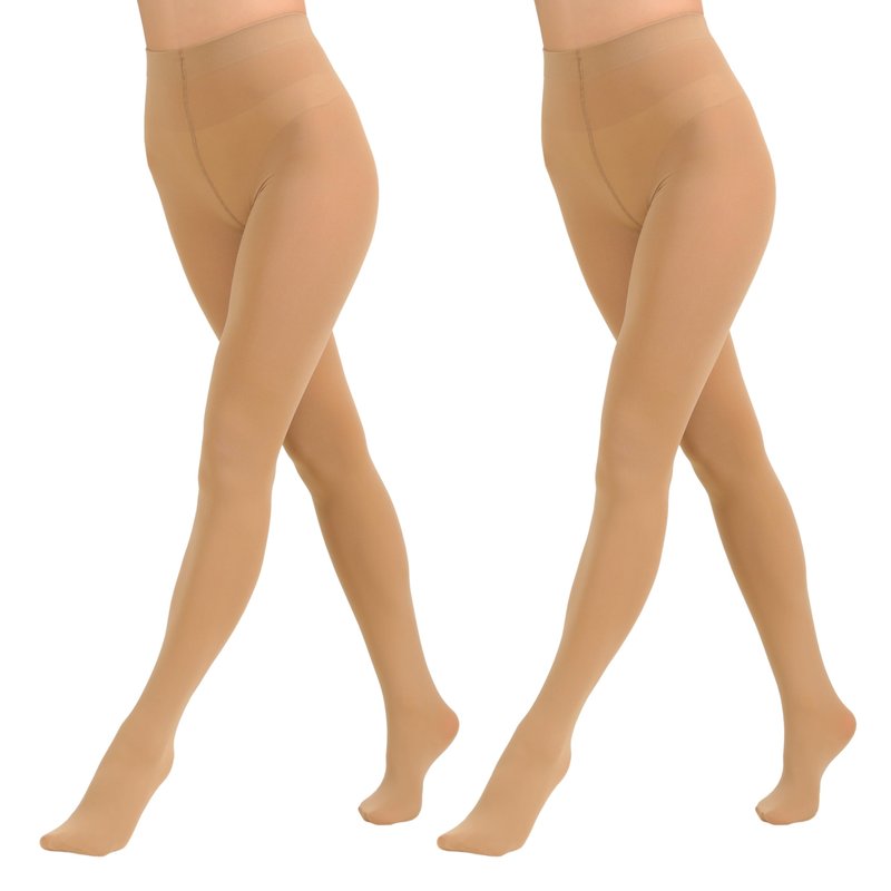 Paralinda 2 Pairs Women's Solid Color Tights 80D, Soft Opaque Microfiber Tights (Nude, S/M)