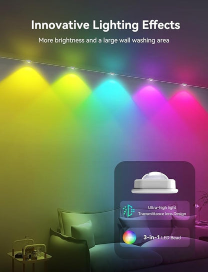 Permanent Outdoor Lights, 50ft Smart IC+RGB Outdoor Christmas Lights with 36 LED, IP67 Waterproof LED Eaves Lighting with DIY Scene Modes for Halloween Holiday Decor, Smart APP & Remote Control