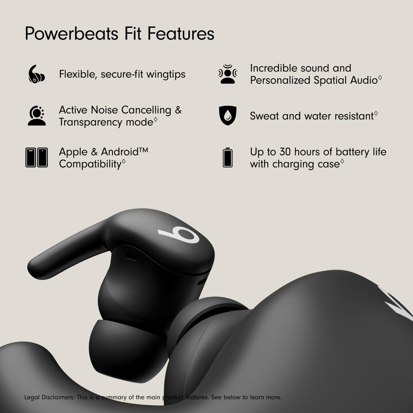 Beats - Powerbeats Fit - Wireless Noise-Cancelling Workout Earbuds with Ultimate Secure Fit with AppleCare+ (2 Years) - Jet Black