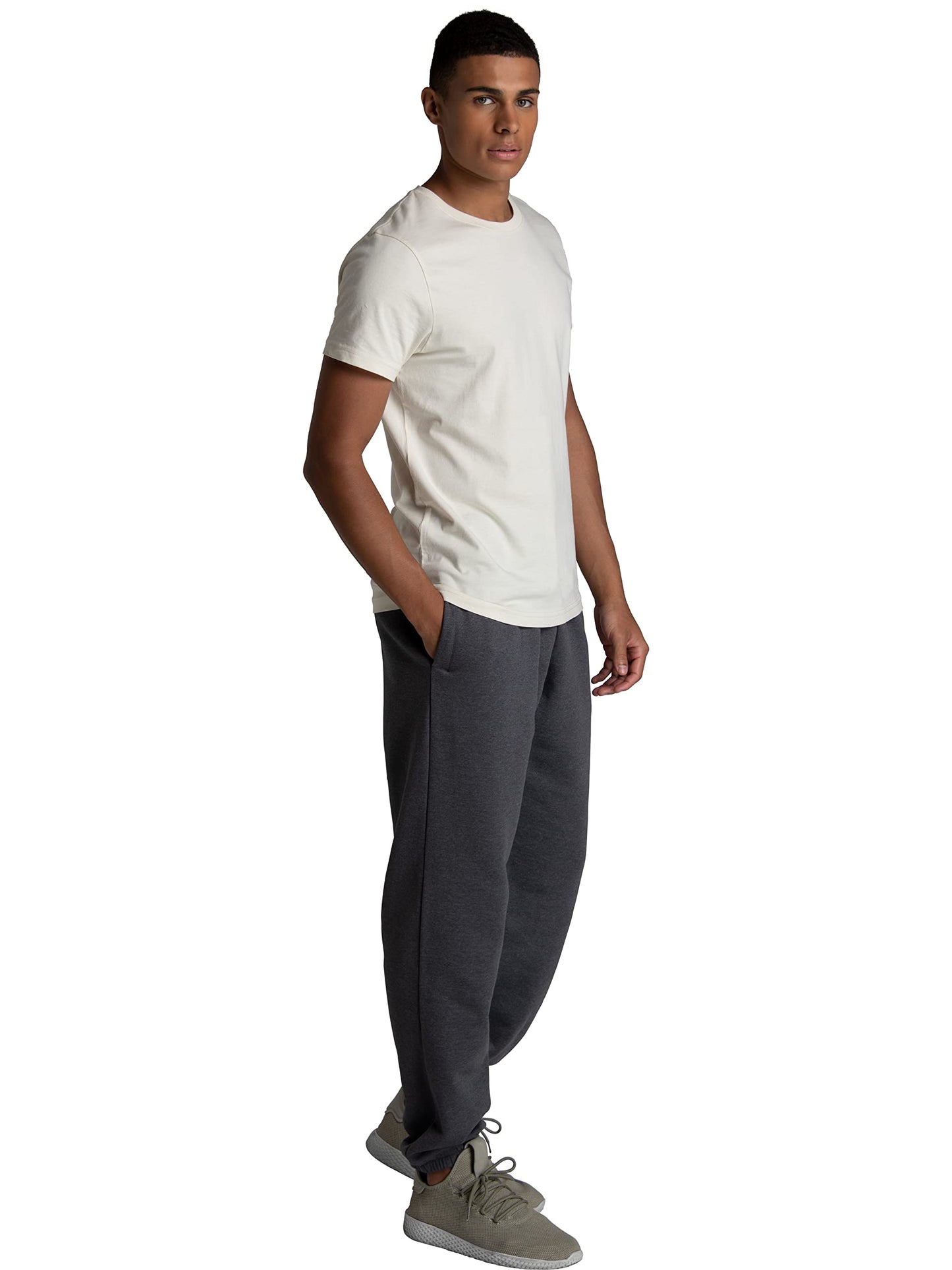 Fruit of the Loom Men's Crafted Comfort Fleece Sweatshirts, Hoodies, & Sweatpants, Super Soft Cotton Blend, Sweatpants - Charcoal Heather, Medium