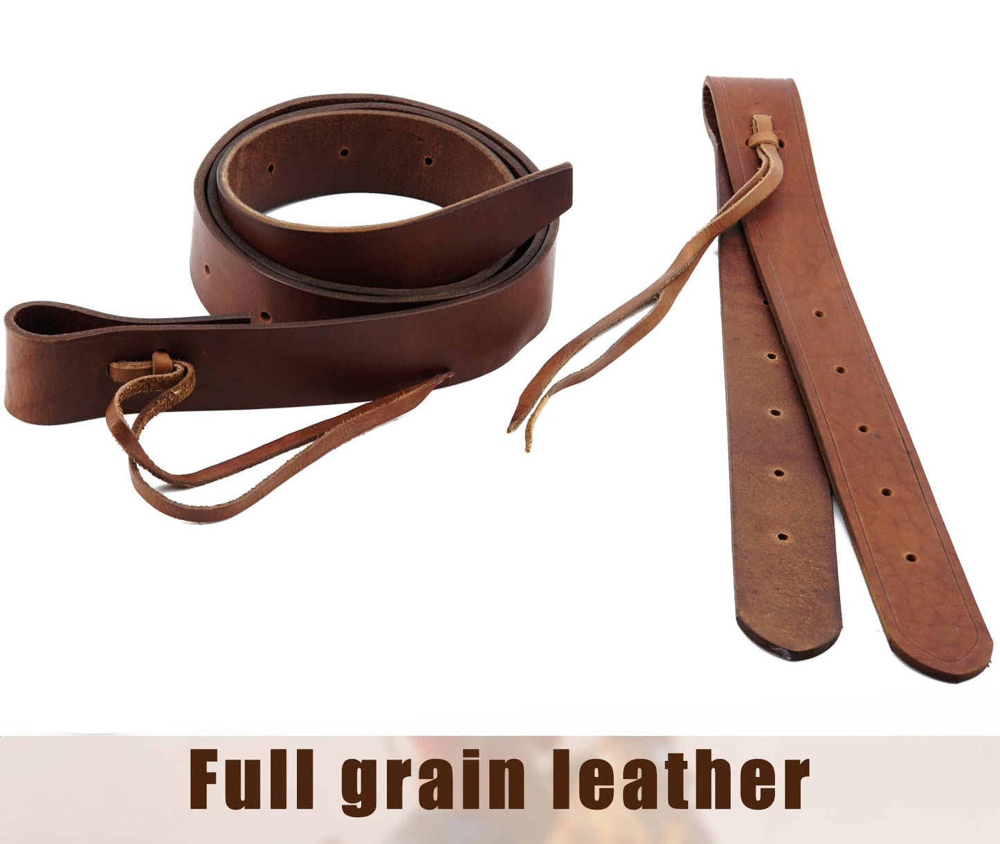 Jeereal Heavy Oil Harness Leather Latigo(1.75" x 68.5"),Off Billet Cinch Straps Set for Western Horse Saddle (Brown)