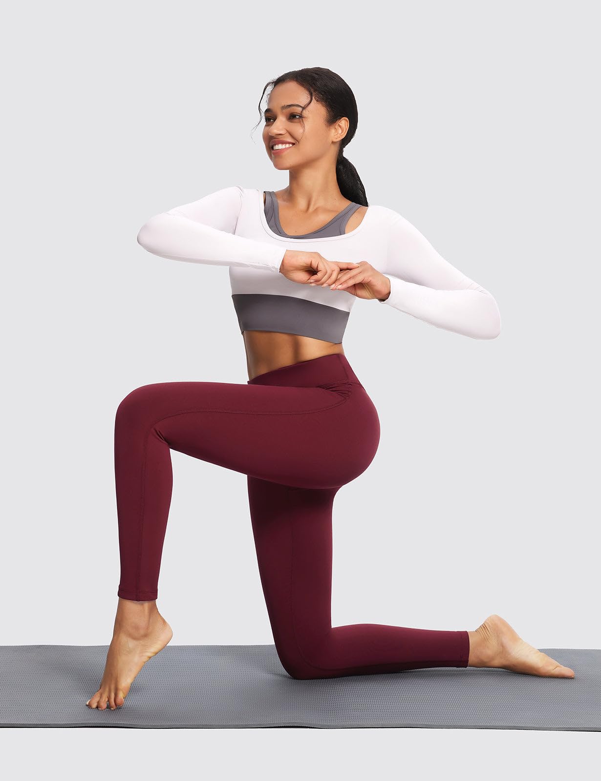 baleaf Winter Clothing for Women Leggings Fleece Lined Tights Thermal Warm Thick Yoga Pants Cold Weather Gear Ruby Wine S