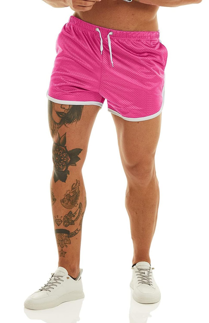 Ouber Men's Fitted Shorts Bodybuilding Workout Gym Running Tight Lifting Shorts with Pockets Green, XXL